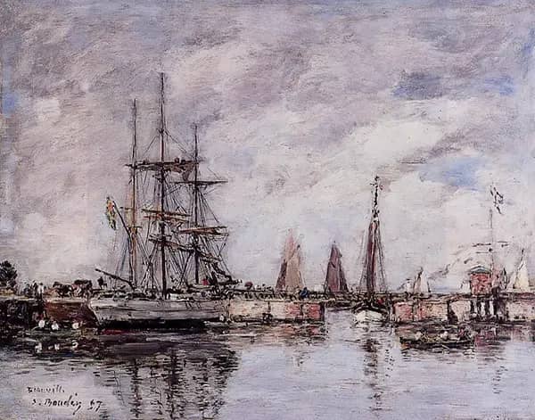 Deauville Norwegian Three Master Leaving Port 1897 | Oil Painting Reproduction