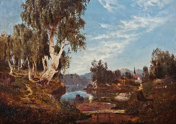 Landscape with Water and Church 1851 | Oil Painting Reproduction