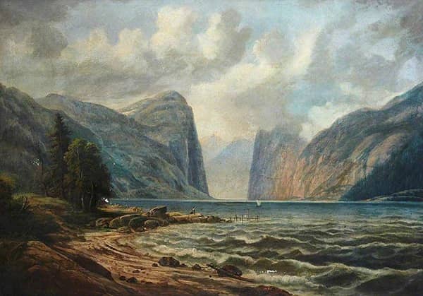 Naerofjord Norway 1870 by Morten Muller | Oil Painting Reproduction
