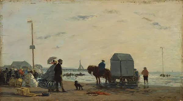 On the Beach at Trouville by Eugene Boudin | Oil Painting Reproduction