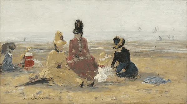 On the Beach Trouville 1887 by Eugene Boudin | Oil Painting Reproduction