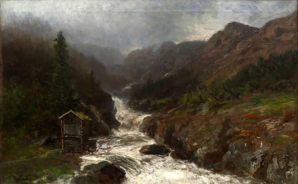 River Landscape with Mill 1876 | Oil Painting Reproduction