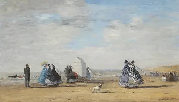 The Beach at Trouville 1864 by Eugene Boudin | Oil Painting Reproduction