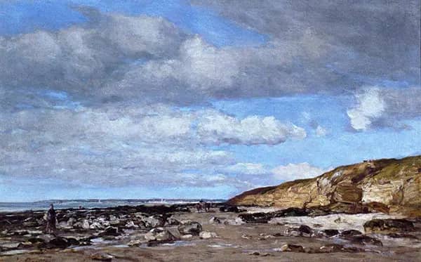 Trouville Shore and Rocks by Eugene Boudin | Oil Painting Reproduction