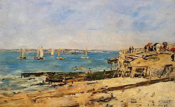 Villerville the Shore 1896 by Eugene Boudin | Oil Painting Reproduction