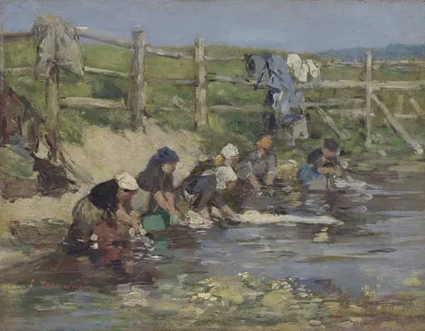 Laundresses by a Stream by Eugene Boudin | Oil Painting Reproduction