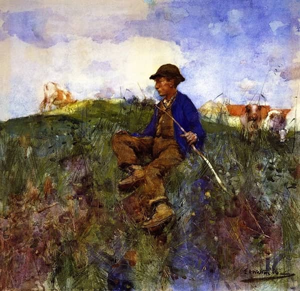 A Herd Boy 1886 by Edward Arthur Walton | Oil Painting Reproduction