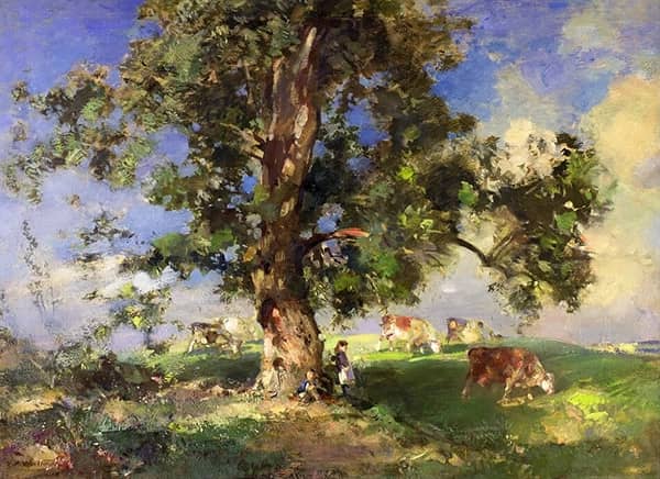 The Old Ash Tree by Edward Arthur Walton | Oil Painting Reproduction