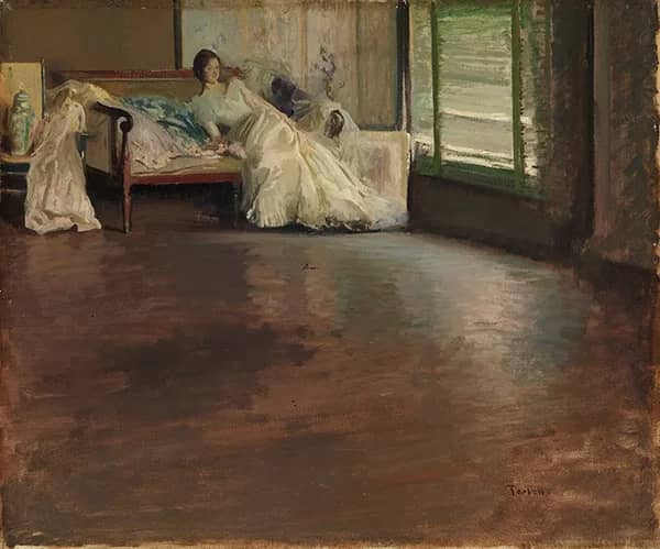 Across the Room c1899 by Edmund Tarbell | Oil Painting Reproduction