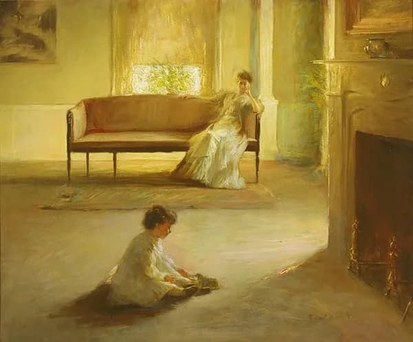 Interior with Mother and Child | Oil Painting Reproduction