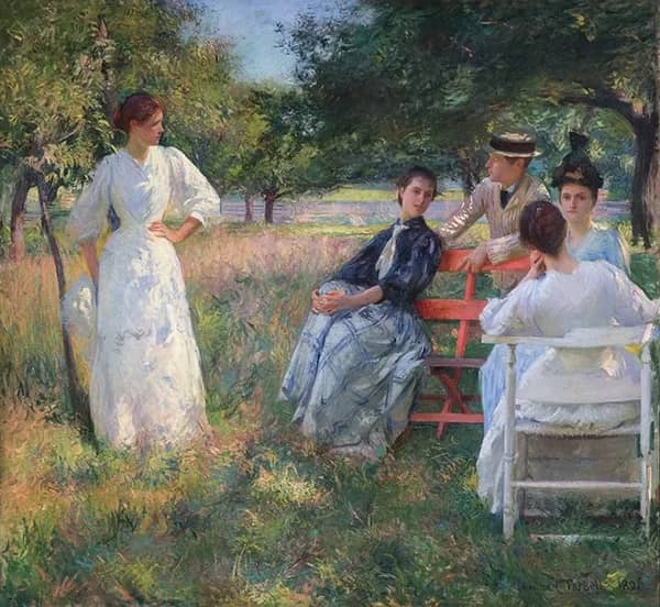 In the Orchard 1891 by Edmund Tarbell | Oil Painting Reproduction