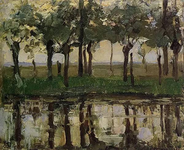 Row of Young Willows Reflected in the Water 1905 | Oil Painting Reproduction