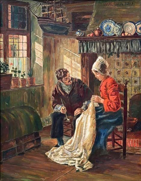 Dutch Interior Scene with Two Figures | Oil Painting Reproduction