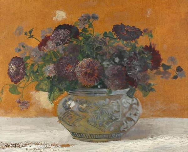 Flowers in a Clay Pot by Walter Firle | Oil Painting Reproduction