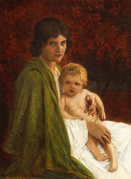 Mother with Child 1890 by Walter Firle | Oil Painting Reproduction