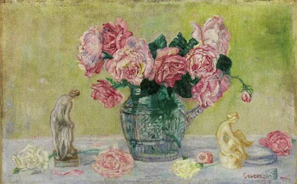 Roses and Tanagra Figures by James Ensor | Oil Painting Reproduction