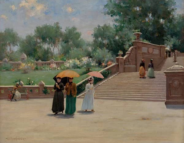 In the Park c1894 by Luther Emerson van Gorder | Oil Painting Reproduction
