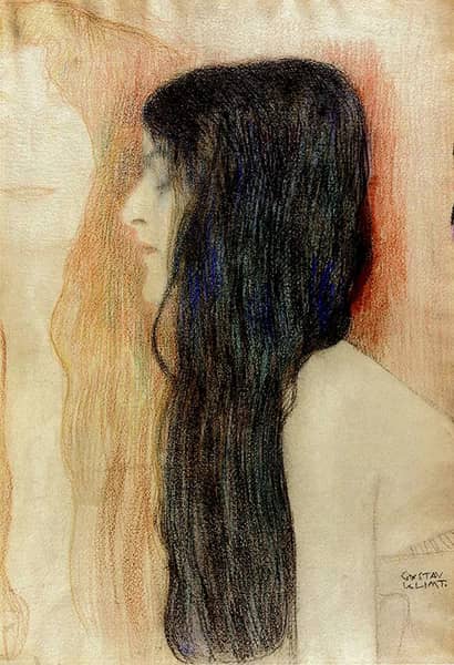Girl with Long Hair 1898 by Gustav Klimt | Oil Painting Reproduction