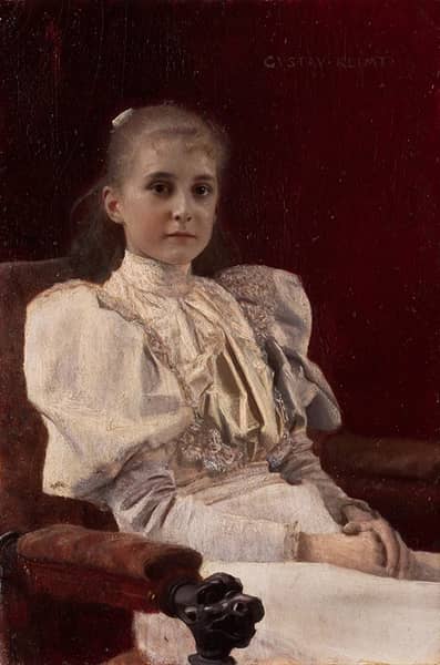 Young Girl Seated 1894 by Gustav Klimt | Oil Painting Reproduction