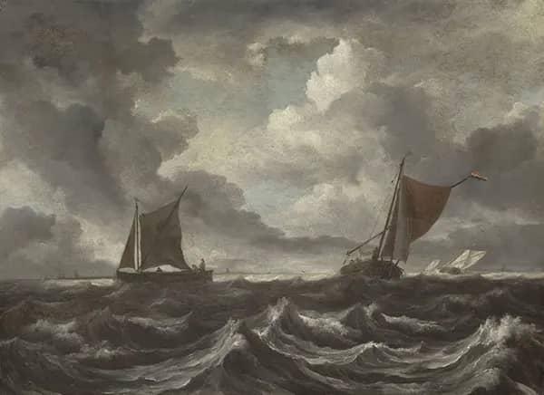Boats on a Stormy Sea c1670 | Oil Painting Reproduction