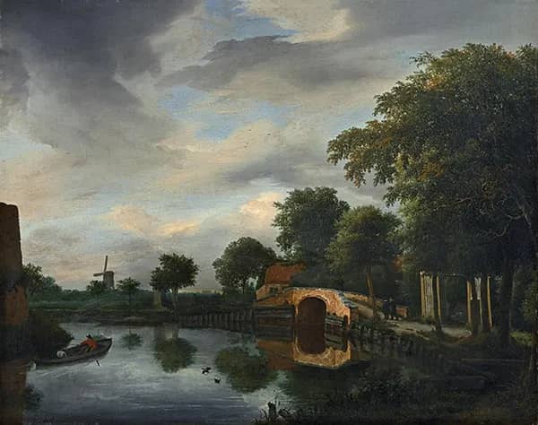 Landscape with a Bridge by Jacob van Ruisdael | Oil Painting Reproduction