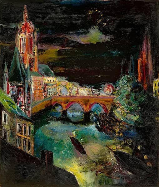 Frankfurt am Main at Night c1930 | Oil Painting Reproduction