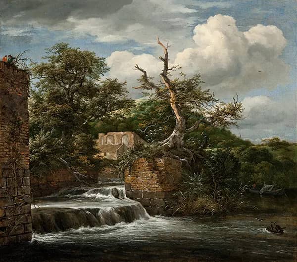 Landscape with a Mill Run and Ruins c1653 | Oil Painting Reproduction