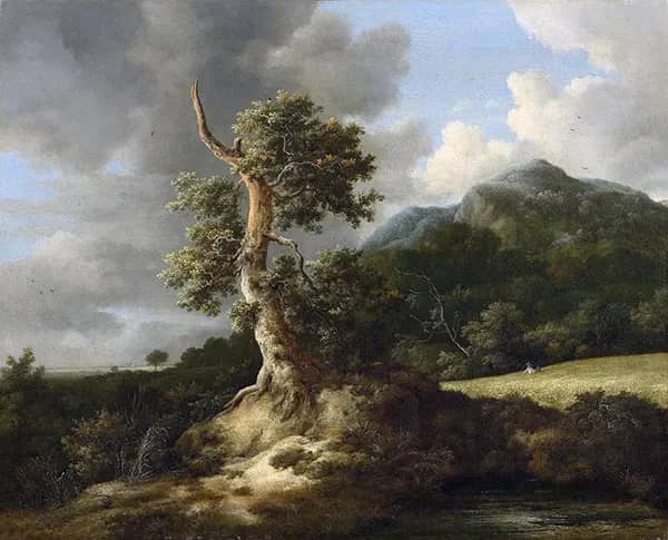 Rolling Landscape with an Oak before a Cornfield | Oil Painting Reproduction