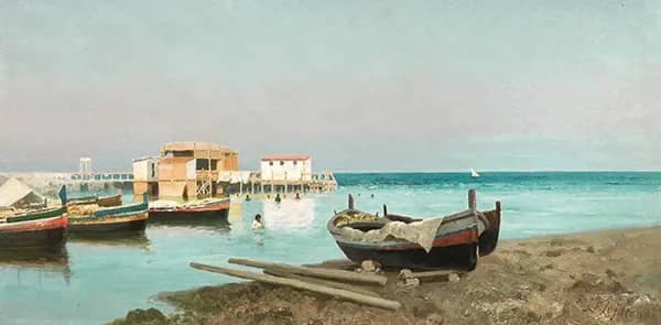 Baths of the Old Palermo by Francesco Lojacono | Oil Painting Reproduction