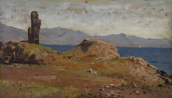 Rocky Landscape by Francesco Lojacono | Oil Painting Reproduction