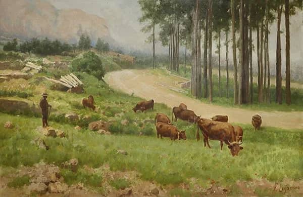 Rural Landscape with Trees and Herbs Along a Madonie Road | Oil Painting Reproduction