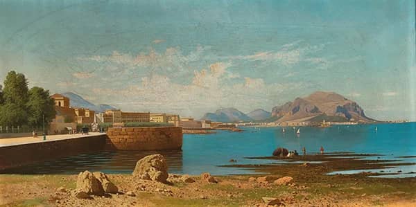 View of Monte Pellegrino and the Promenade | Oil Painting Reproduction