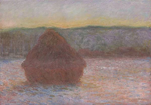 Grainstack Thaw Sunset by Claude Monet | Oil Painting Reproduction
