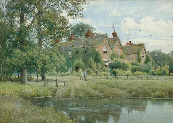 Old Houses near Cambridge 1906 | Oil Painting Reproduction