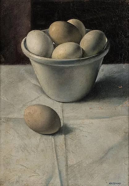 Still Life with Eggs 1923 by Miguel Mackinlay | Oil Painting Reproduction