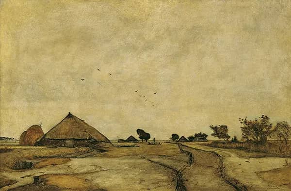 Dutch Landscape with Farms by Rudolf Ribarz | Oil Painting Reproduction