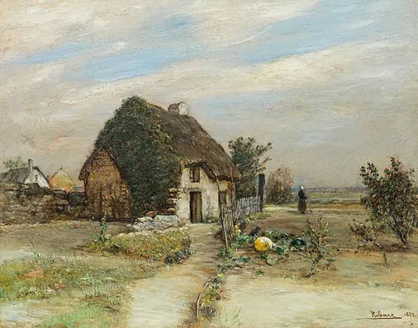 Farmhouse in France 1889 by Rudolf Ribarz | Oil Painting Reproduction
