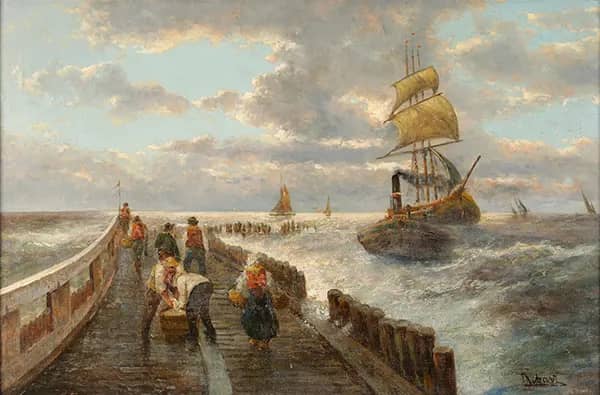 On the Coast by Rudolf Ribarz | Oil Painting Reproduction