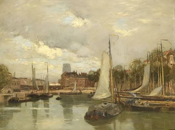 Port View by Rudolf Ribarz | Oil Painting Reproduction
