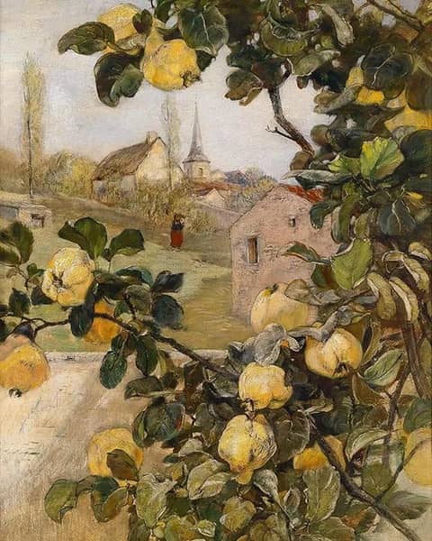 Quince Branch by Rudolf Ribarz | Oil Painting Reproduction