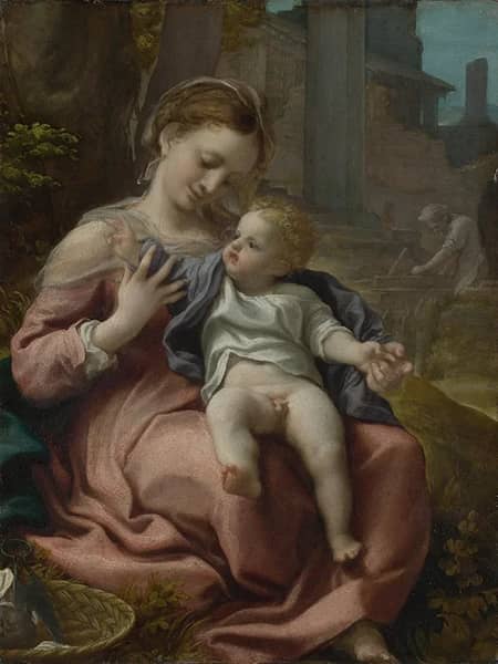 Mary with Basket by Antonio da Correggio | Oil Painting Reproduction