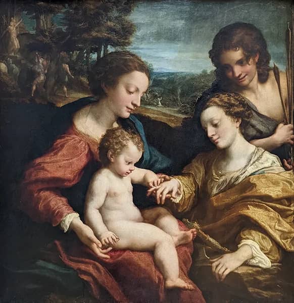 Mystic Marriage of Saint Catherine of Alexandria with Saint Sebastian | Oil Painting Reproduction