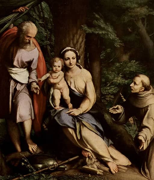 The Rest on the Flight to Egypt with Saint Francis 1517 | Oil Painting Reproduction