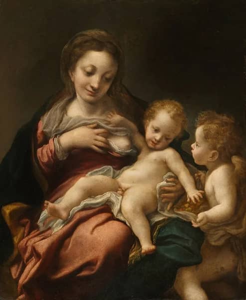 Virgin and Child with an Angel | Oil Painting Reproduction