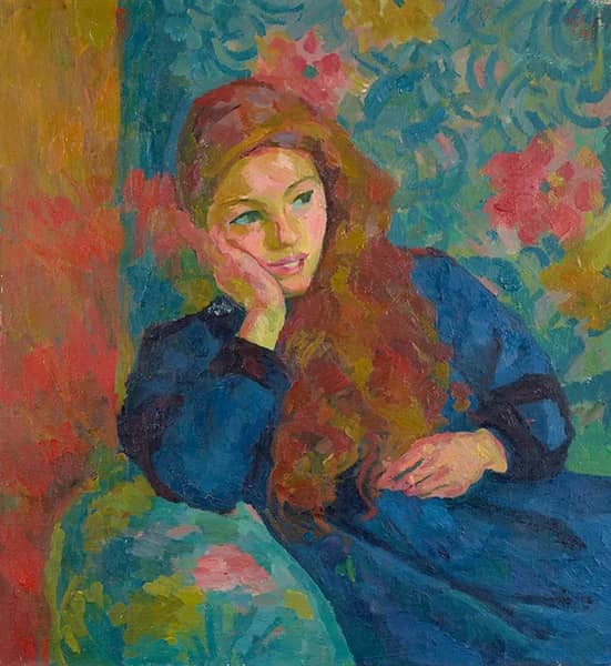 Pensive Girl 1913 by Giovanni Giacometti | Oil Painting Reproduction