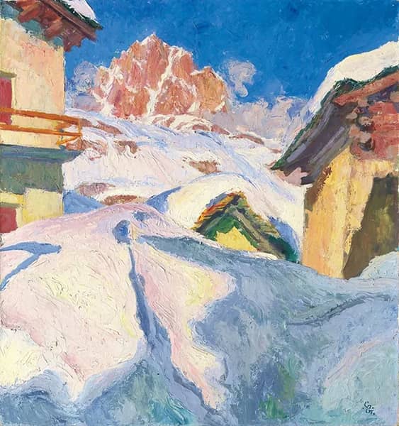 Winter with a View of Piz Lagrev 1928 | Oil Painting Reproduction