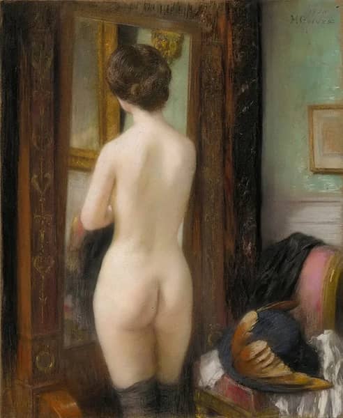 Nude with a Psyche Mirror 1910 by Henri Gervex | Oil Painting Reproduction