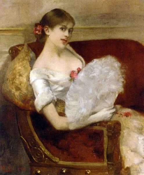 Woman with a Fan by Henri Gervex | Oil Painting Reproduction