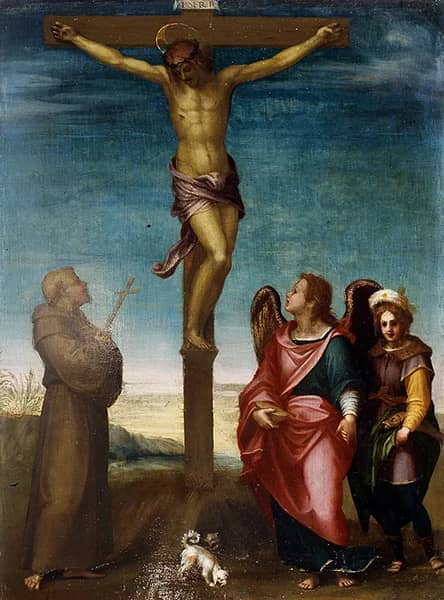 Crucifixion with Sts Francis Tobias and Raphael | Oil Painting Reproduction