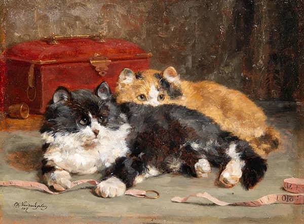 The Playful Duo 1917 by Charles van den Eycken | Oil Painting Reproduction